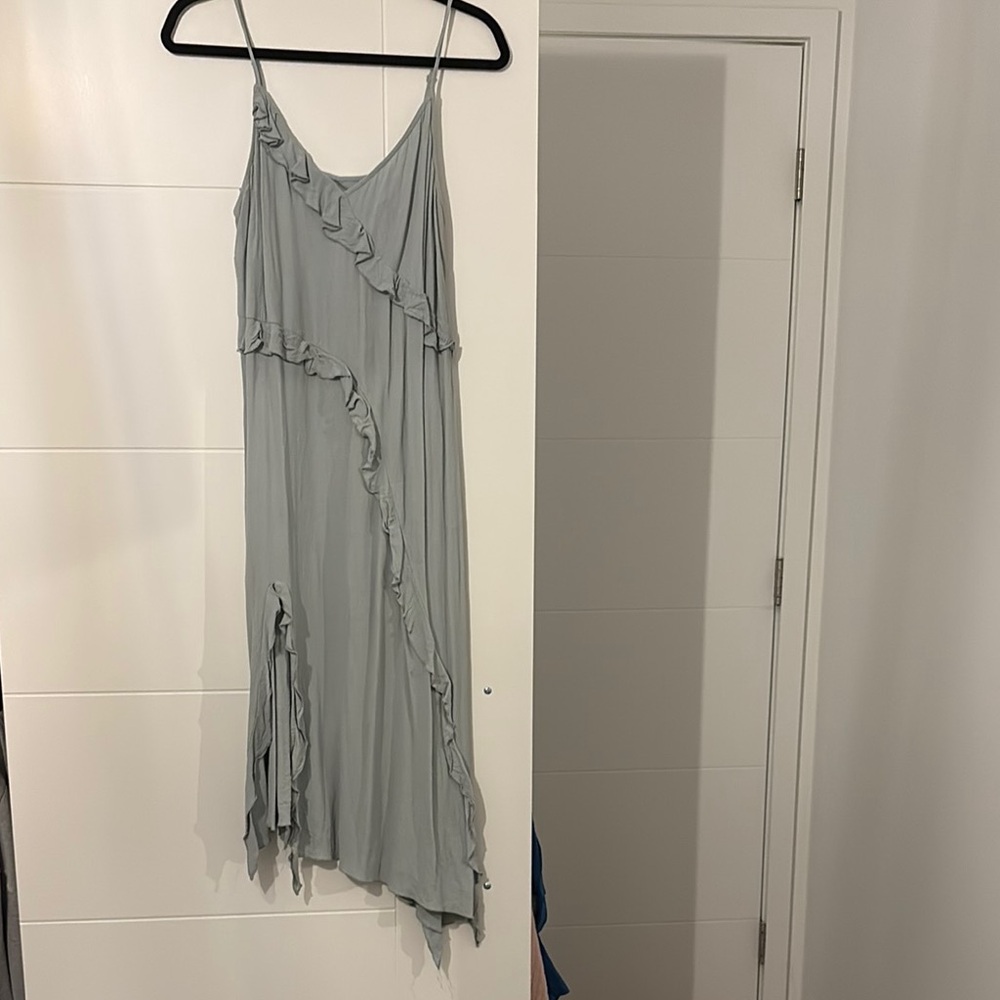 Gray blue Ruffle Dress